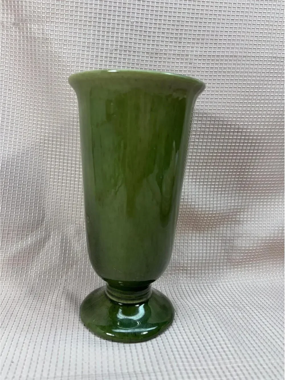 169 - Royal Haeger Art Pottery pedestal vase dark green, striated glossy glaze
